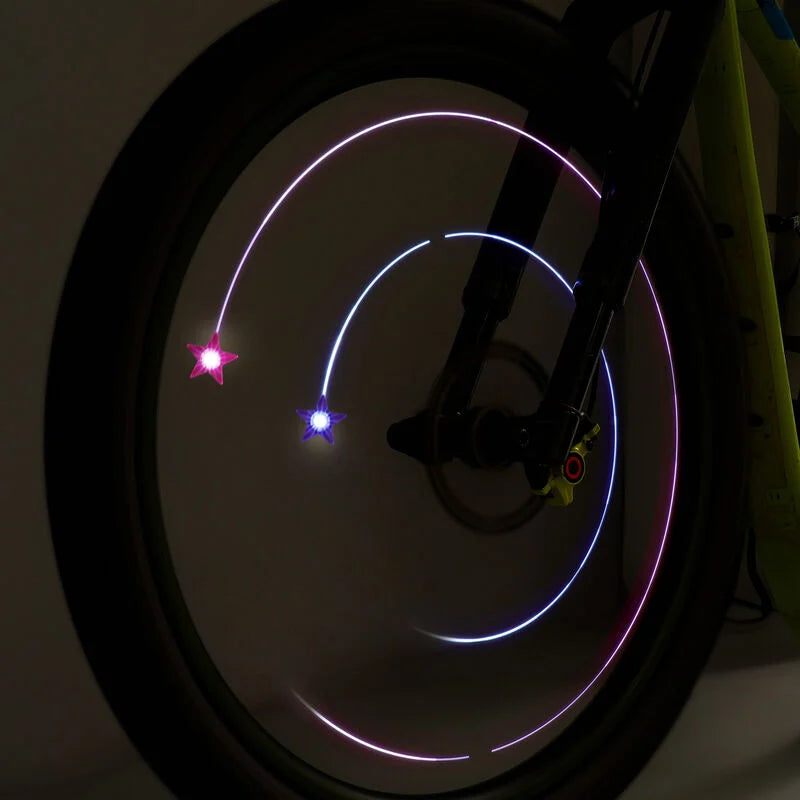 set di 2 luci per i raggi della bicicletta - ride & shine unicorno