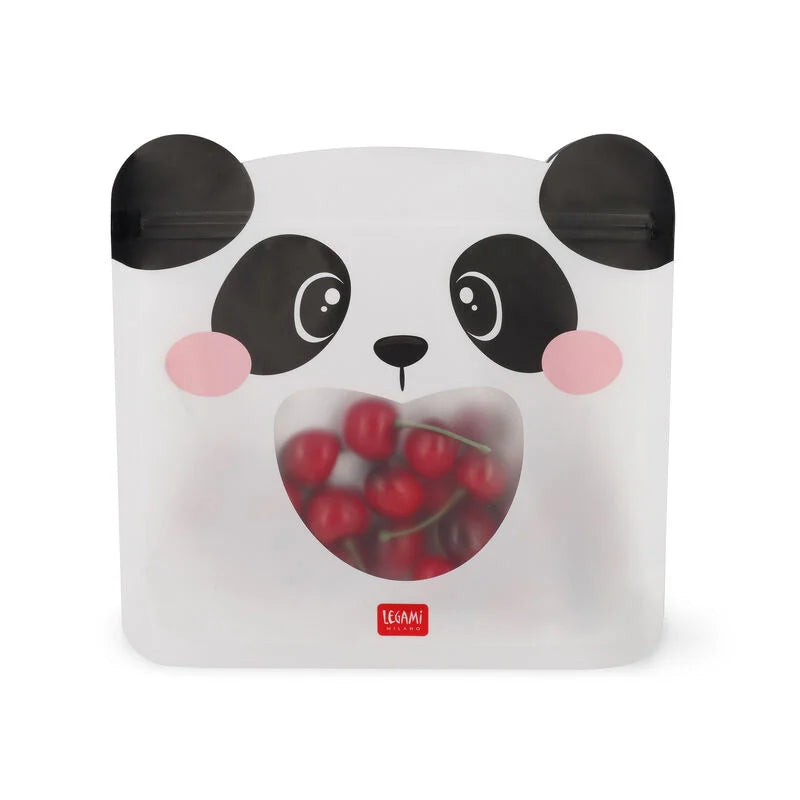 set di 3 buste riutilizzabili porta snack - snack bags panda