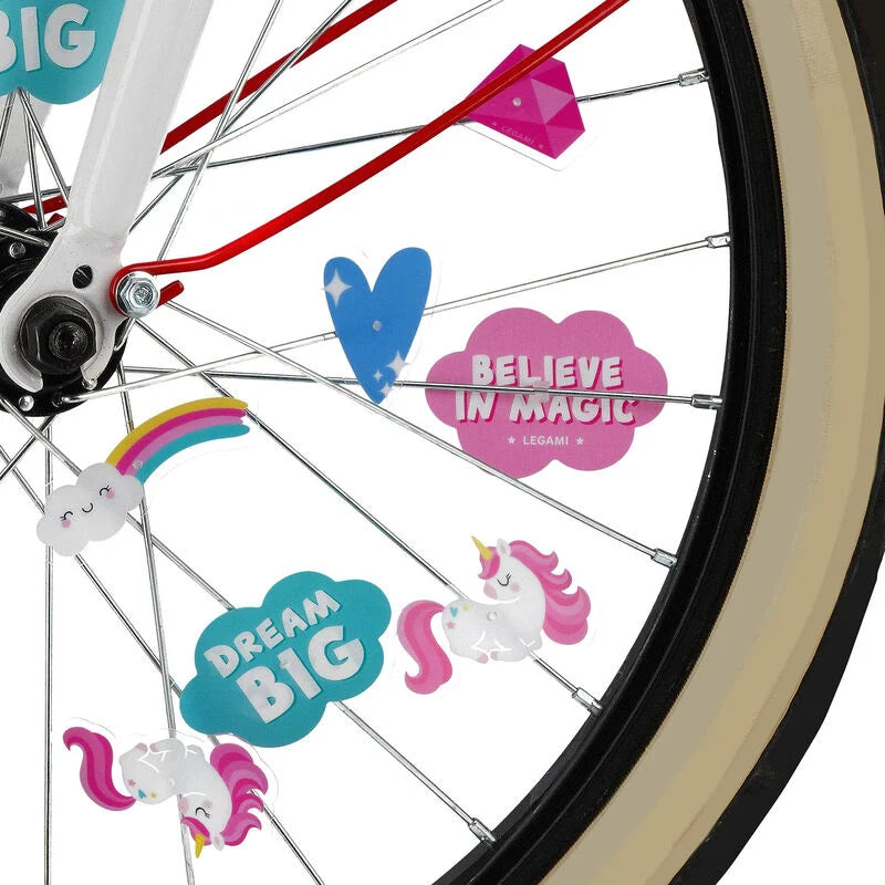 set di 30 decorazioni per i raggi della bicicletta - pimp your bike! unicorno