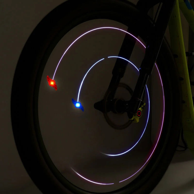 set di 2 luci per i raggi della bicicletta - ride & shine space