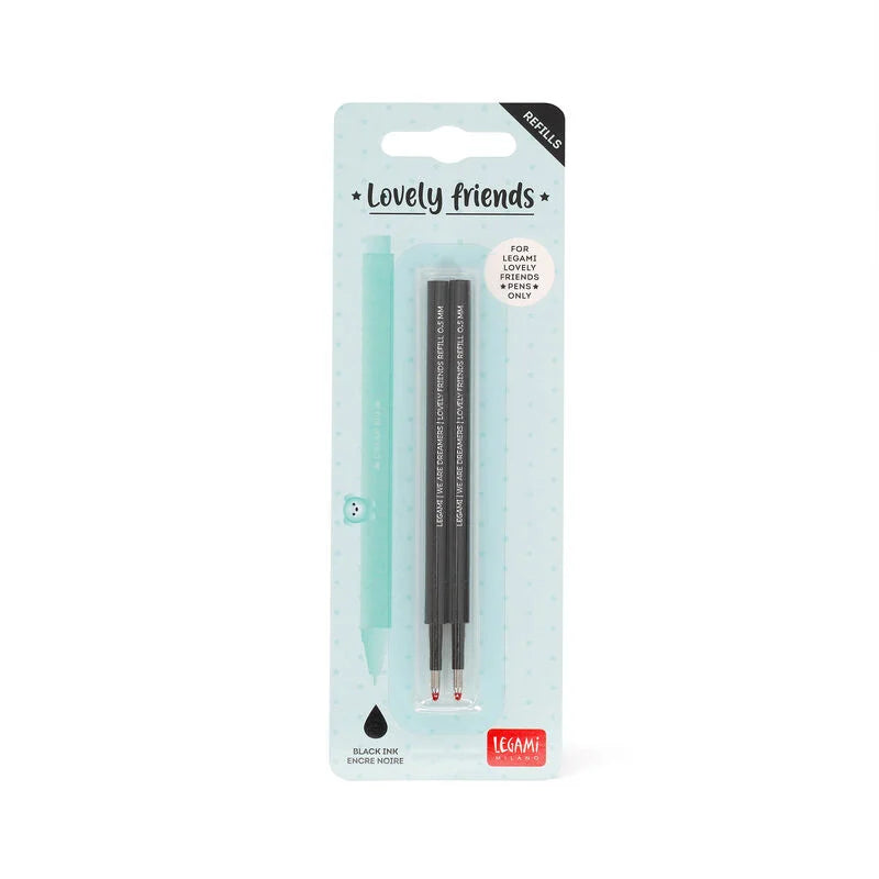 SET DI DUE REFIL PER PENNA GEL - LOVELY FRIENDS BLACK