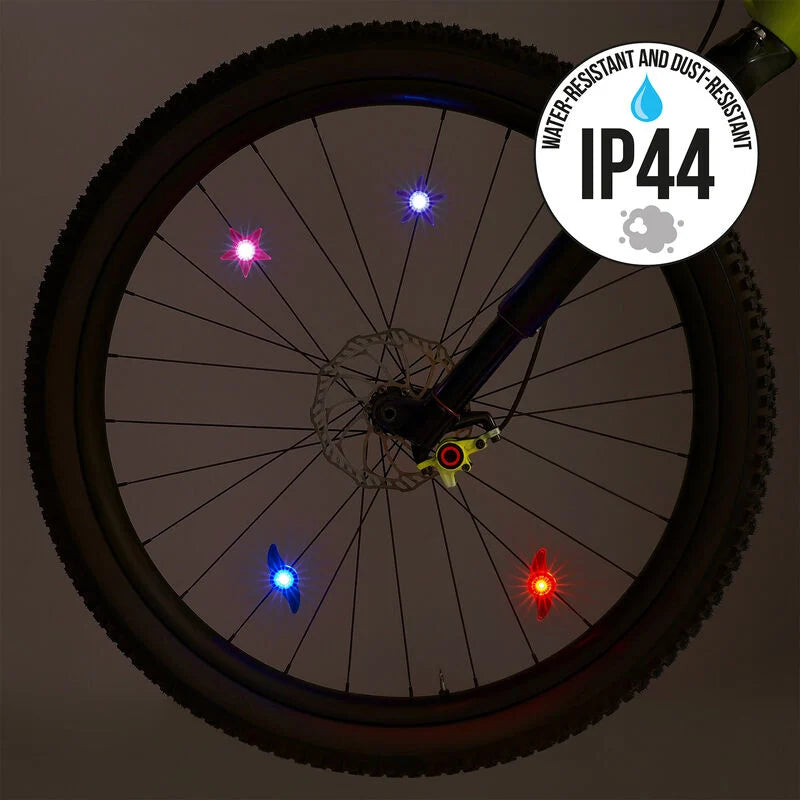 set di 2 luci per i raggi della bicicletta - ride & shine unicorno