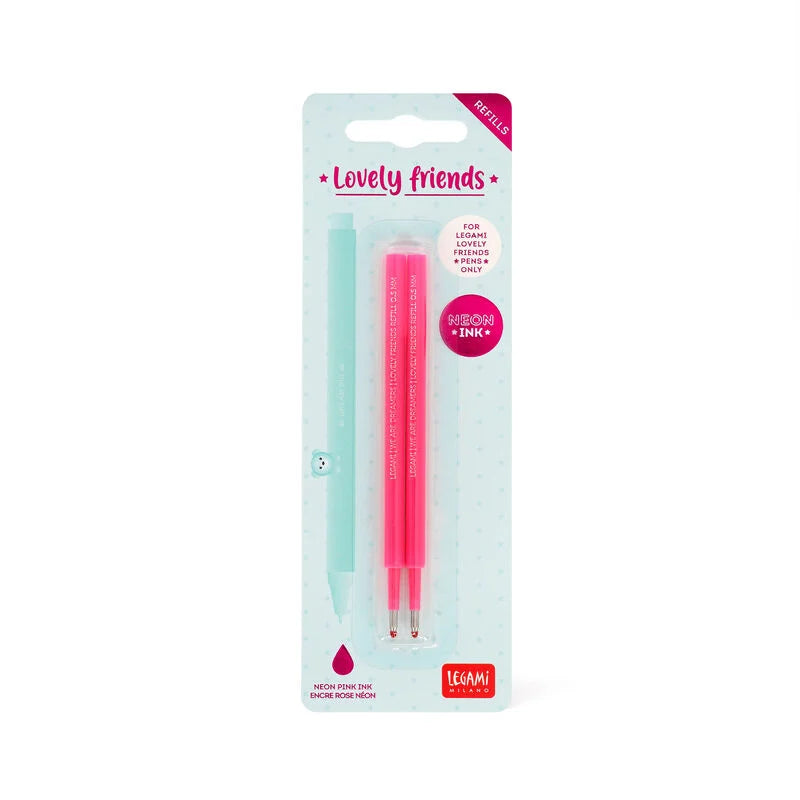 SET DI DUE REFIL PER PENNA GEL - LOVELY FRIENDS NEON PINK