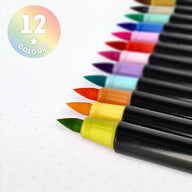 SET DI 12 PENNARELLI CON PUNTA PENNELLO PASTELLO - BRUSH MARKERS