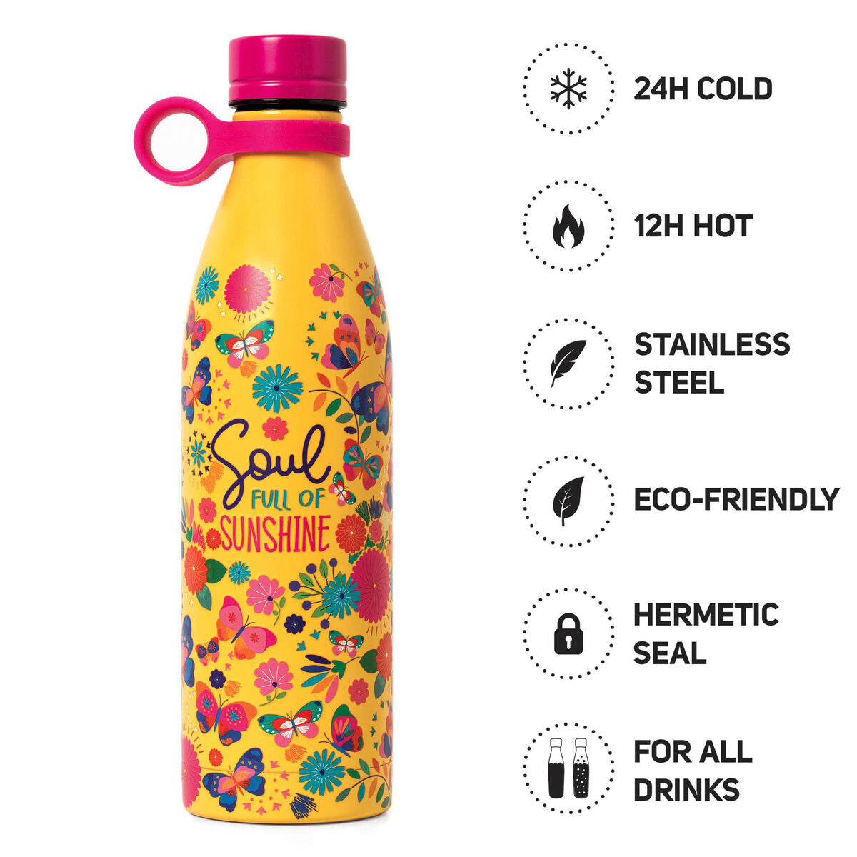 bottiglia termica - hot & cold vacum bottle butterfly 800ml