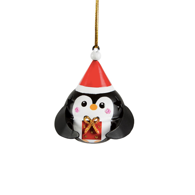 FESTIVE PENGUIN HANGING BELL DECORATION