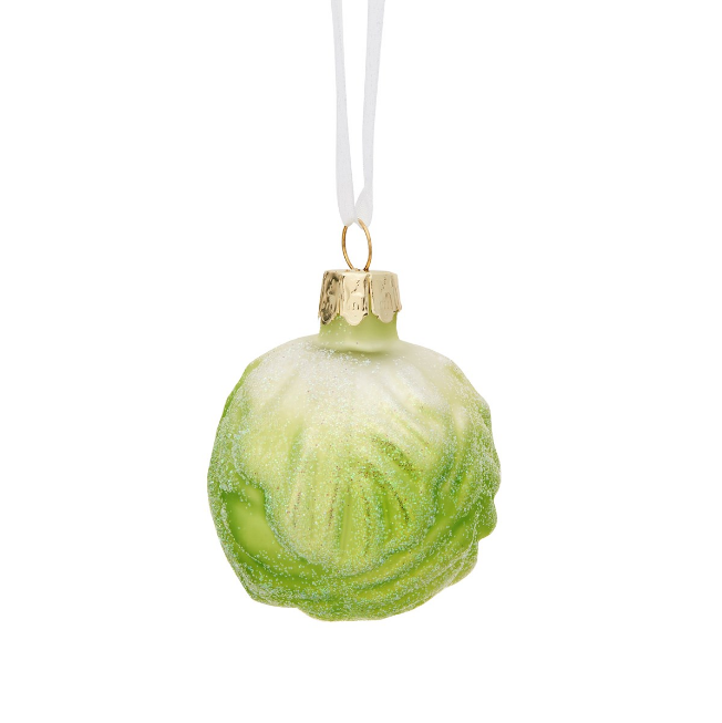 FUN FOOD BRUSSEL SPROUT GLITTER SHAPED BAUBLE